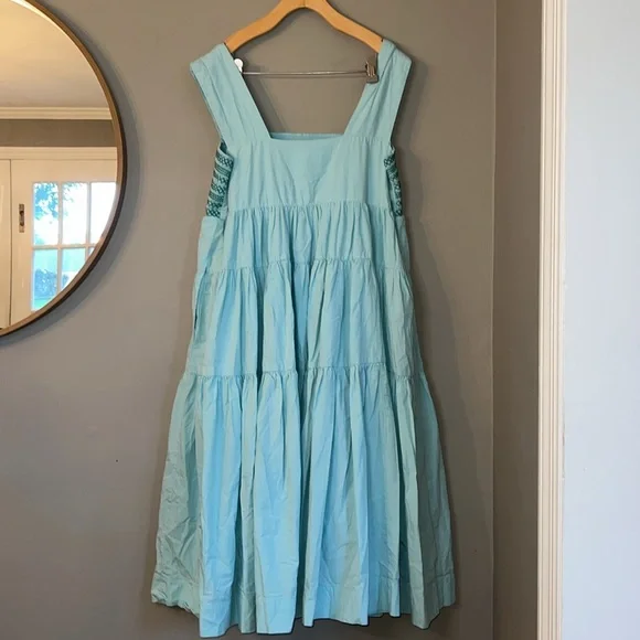 Anthropology The Helena Square-Neck Tiered Midi Dress Size XL